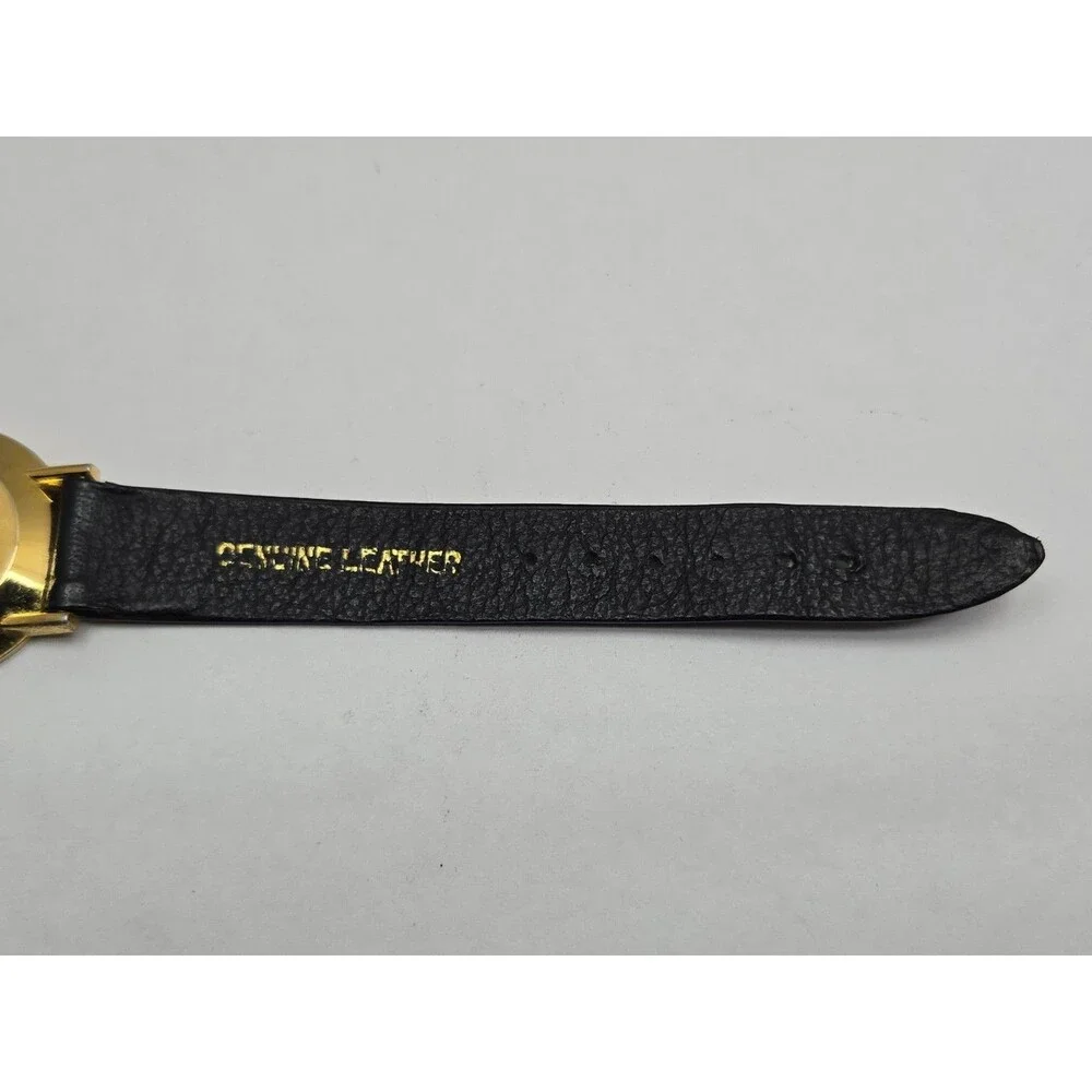 Martell Cognac Black Dial Diamond Accent Gold Tone Quartz Watch New Battery